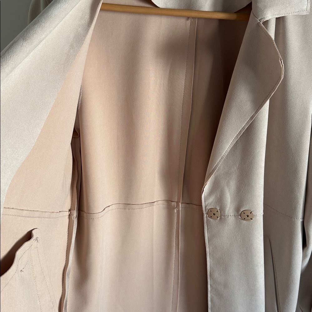 Zara Beige Beige Faux Suede Trench Coat Size Small - Picture 11 of 13